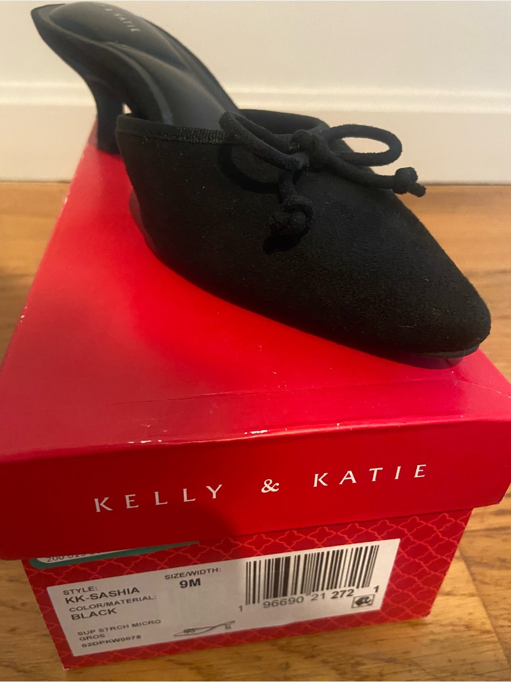 Kelly & Katie Black Pointed Toe Slip-On with Bow